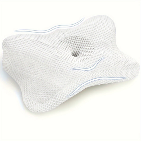 Memory Foam Neck Pillow, Contour Pillows with Breathable Pillowcase, Cervical Support Pillows for Side, Back Sleepers