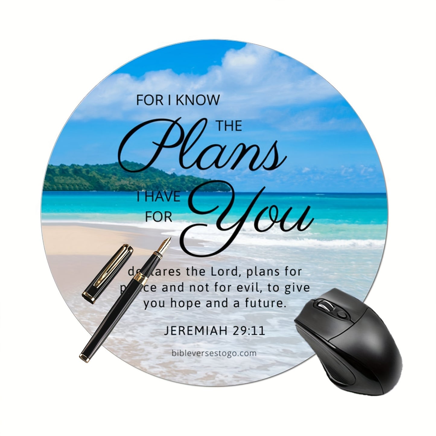 Beach-Inspired Bible Verse Mouse Pad: Jeremiah 29:11 - Personalized Office Accessory