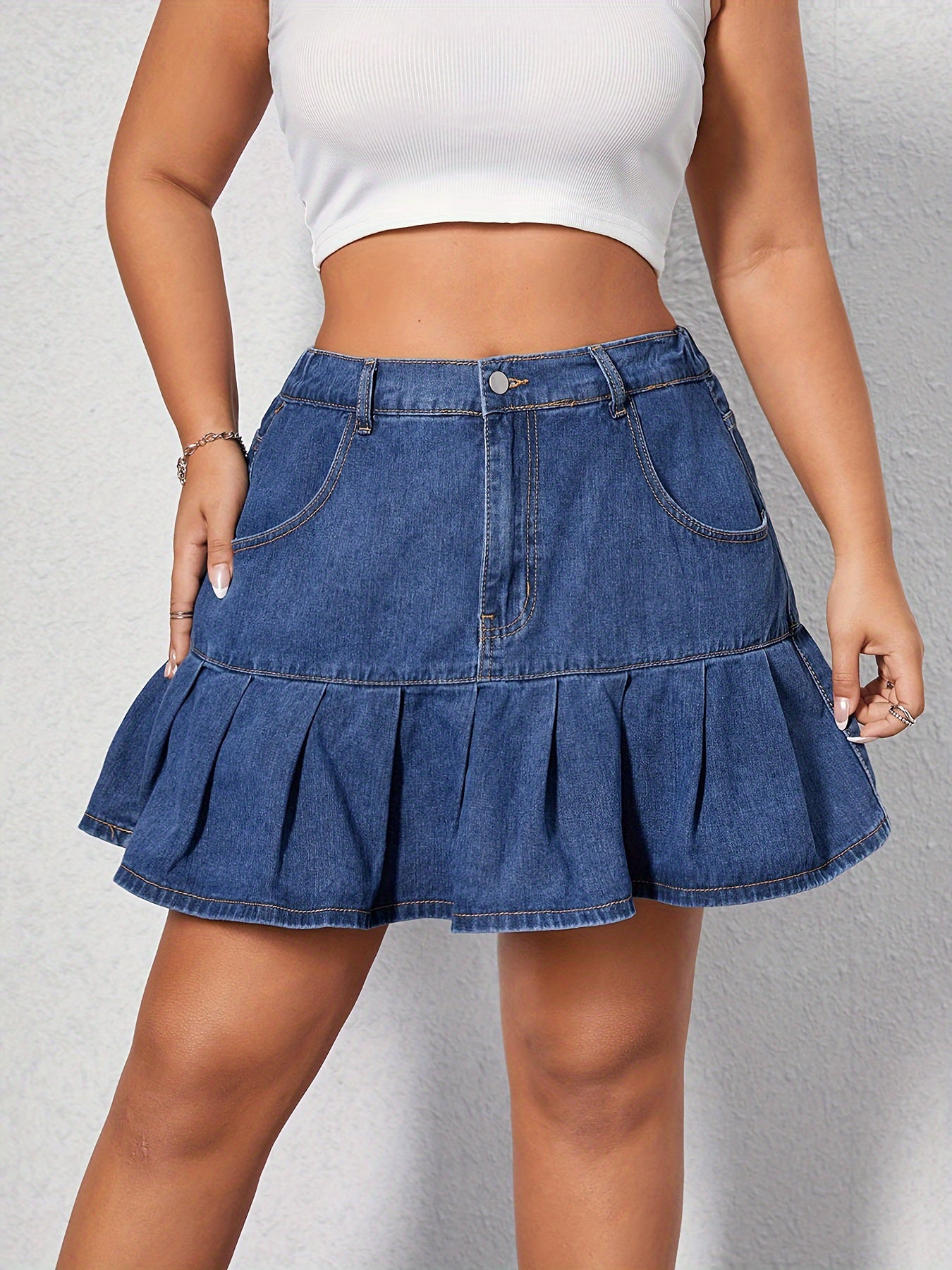 Y2k Streetwear Sexy Mini Denim Pleated Skirt Women's High Waist Vintage Blue Preppy Style Uniforms Safety Short Jean Skirts New