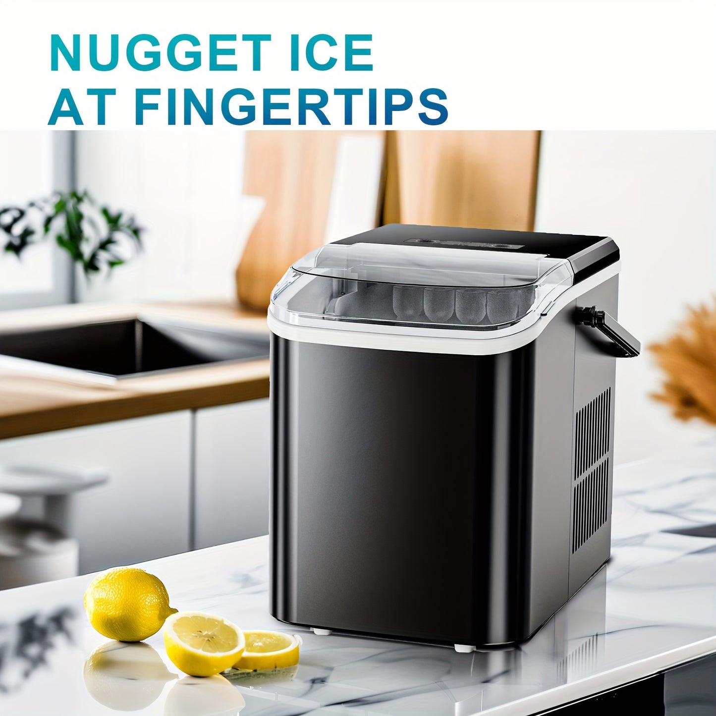 DUMOS Countertop Ice Maker, Portable Ice Machine Self-Cleaning, 9 Cubes in 6 Mins, 26.5lbs/24Hrs, 2 Sizes of Bullet Ice,with Ice