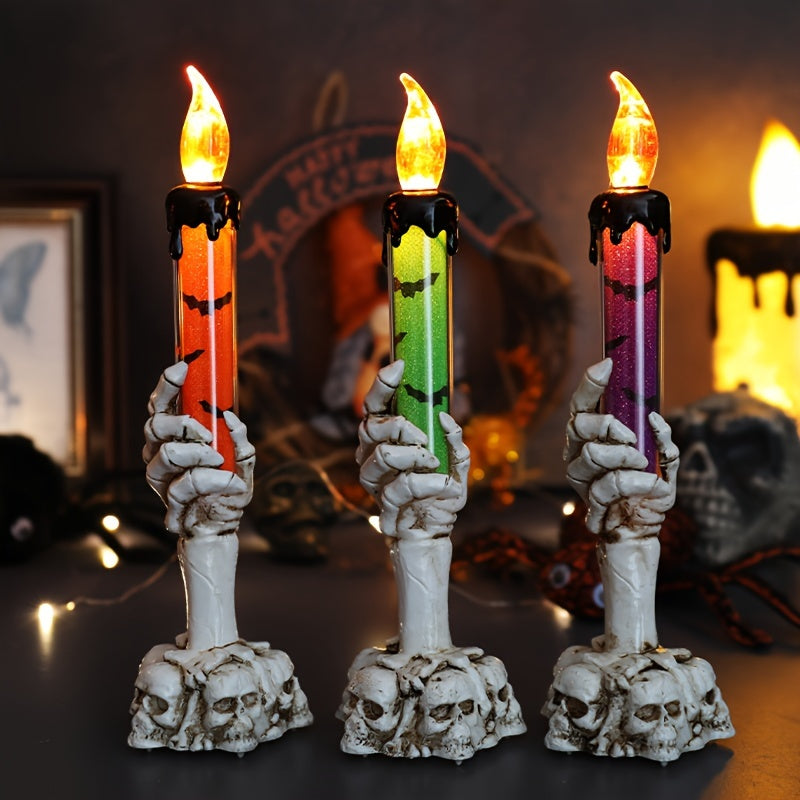 Halloween Candle Lamp 3pcs/Set, Candlestick Lamp Halloween Decoration Props, Skeleton Hand Lamp Halloween Ghost Hand Lamp Creative Ornaments