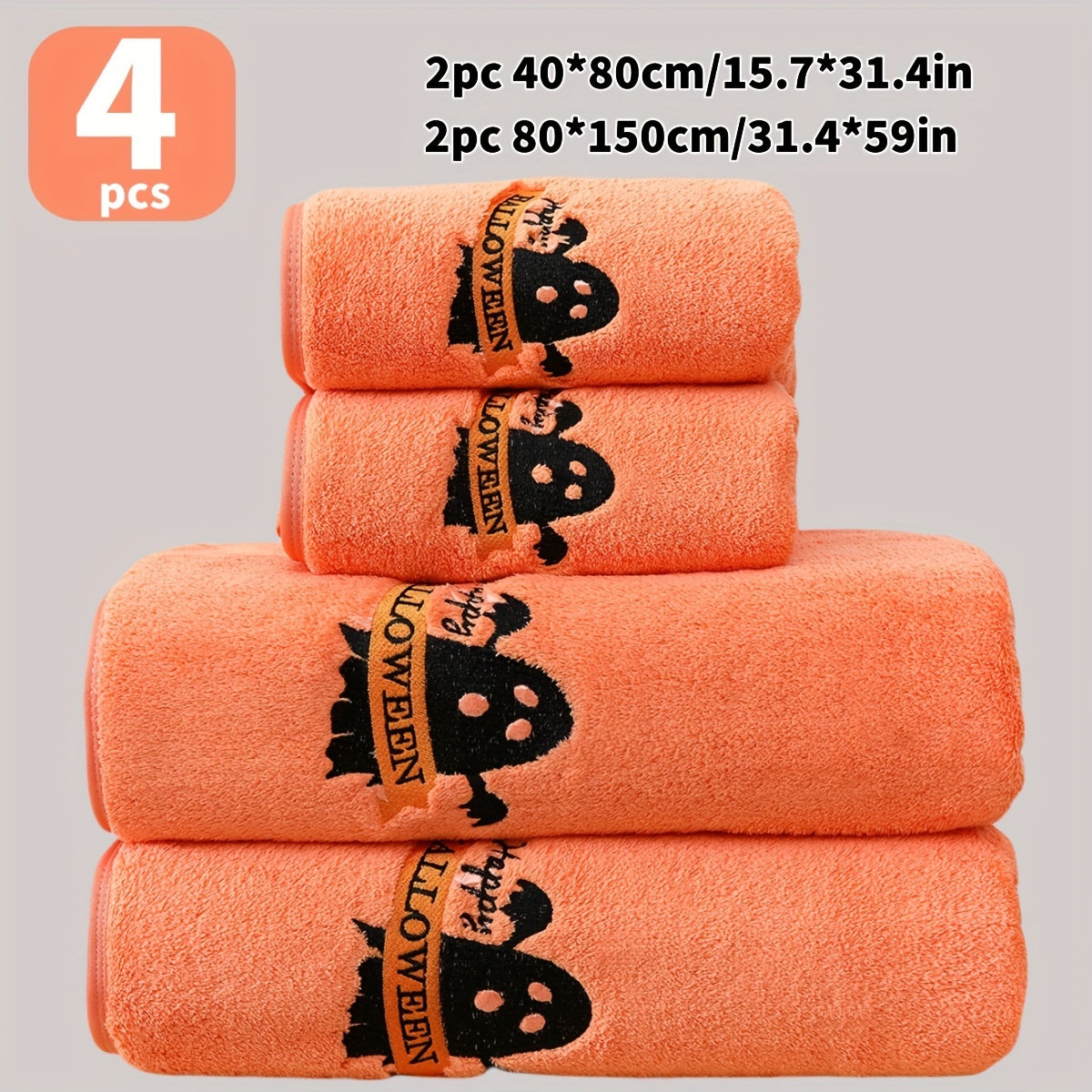 Halloween embroidered towels set