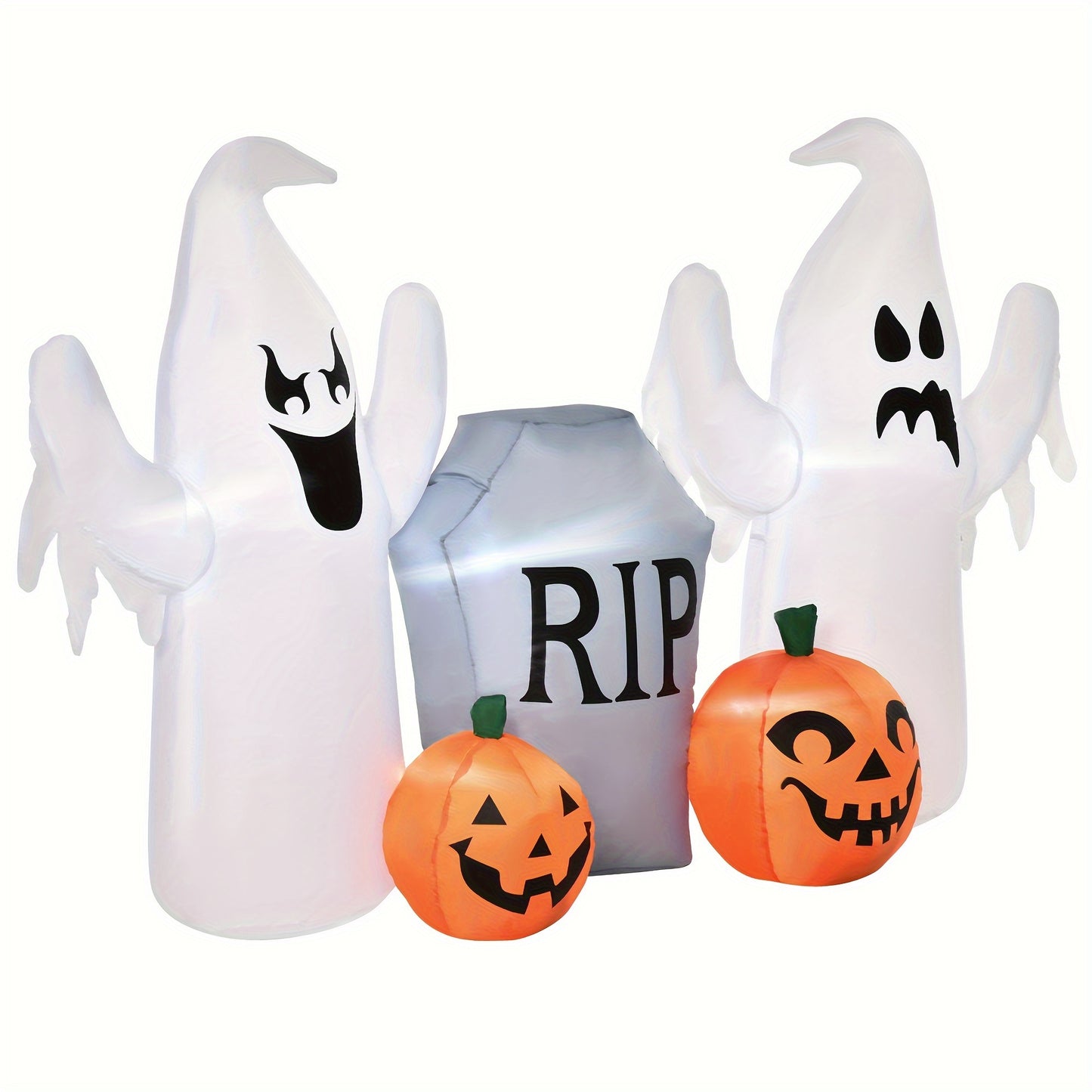 HOMCOM 6' Long Inflatable Halloween Ghost & Pumpkin Tombstone, Inflatable LED Light Yard Display Indoor Outdoor For Garden, Lawn, Party, Holiday