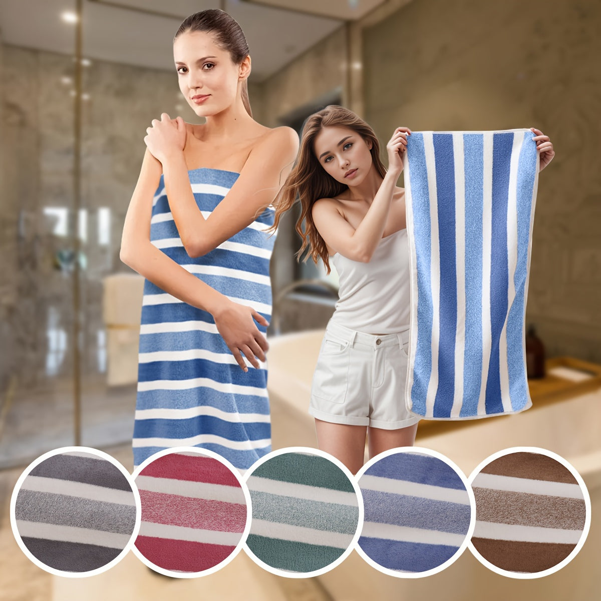 WK Wide Strip Extra Large Bath Towel Set