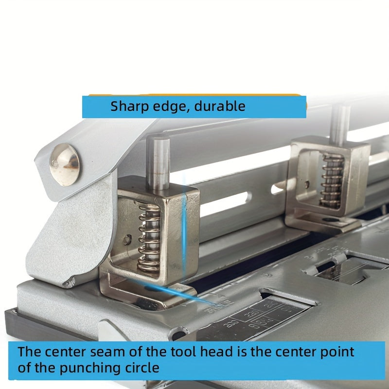 Heavy-Duty Adjustable Paper Punch - 2 or 3 Holes, Manual Metal Binder for Loose-Leaf Paper, Office Essential