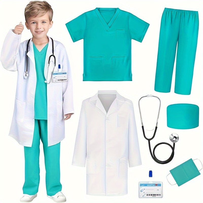 Doctor Costume for Kids: Realistic Stethoscope & Lab Coat, Halloween & Play Pretend Play for Boys & Girls Ages 3-12