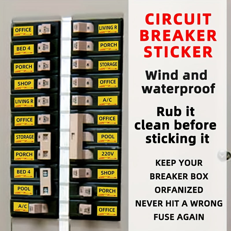 129 pcs Circuit Breaker Box Labels Conspicuous Identification Weatherproof Fuse Box Stickers  for Home Office Electrical Panels