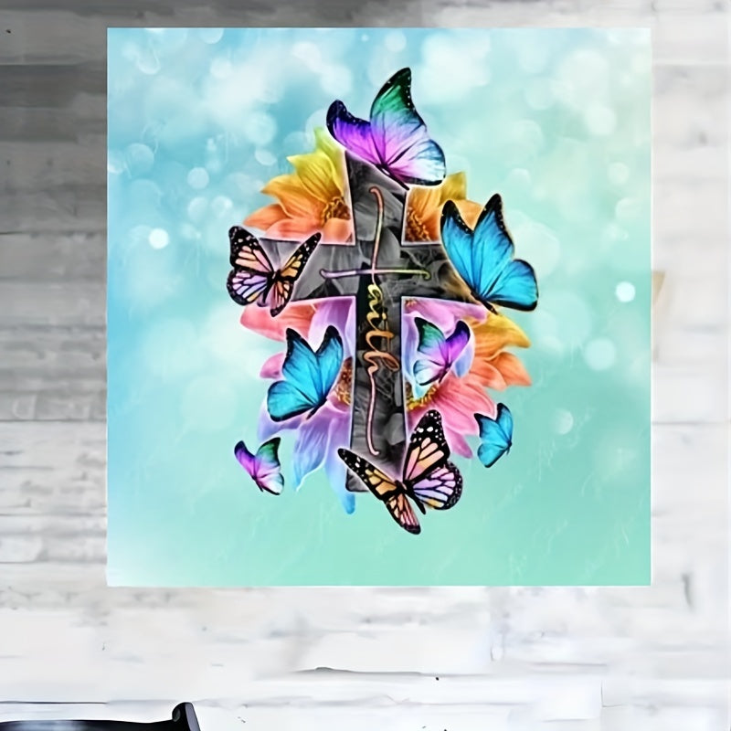 1pc 5D DIY Artificial Diamonds Painting Set For Adults Beginners, Butterfly Pattern Diamonds Art For Home Wall Decoration Gift 25*25cm/9.8*9.8in