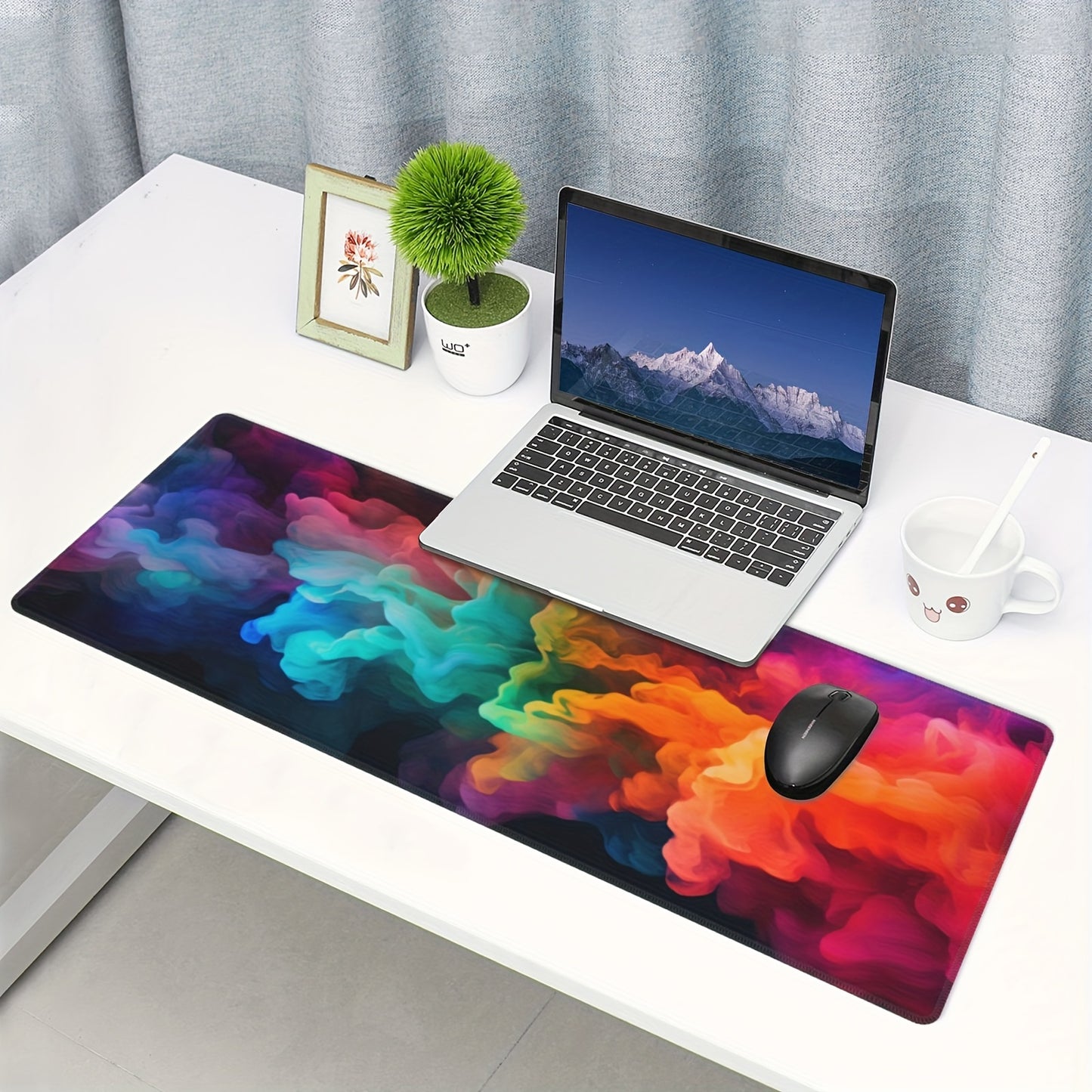 1pc 12*31.5in 3mm large size mouse pad, graffiti tie-dye style, washable non-slip rubber office and gaming computer desk mat, advanced esports mouse pad, Christmas, Halloween and Thanksgiving gifts