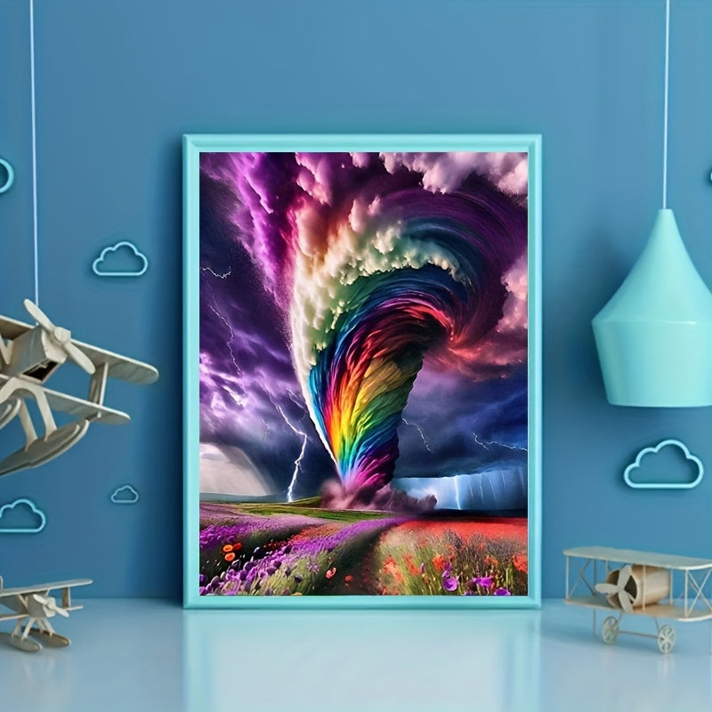 "Creative" Diy 5D Diamond Painting Kit - Colorful Tornado Design, Full Drill Canvas Art Set For Adults & Beginners, Frameless Home Wall Decor Craft, Gift Idea (11.8X15.7 Inches) Diy Handmade Diamond Art Painting Kit Tornado Diamond Painting