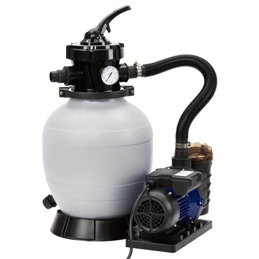 12"" Sand Filter Pump - 1Lb Filter Ball, 2641GPH 1/2HP Pool Sand Filter for Above Ground and Inground Pool Up to 7500 Gallons, with 6-Way Multi-Port Valve & Strainer Basket Easy Installation