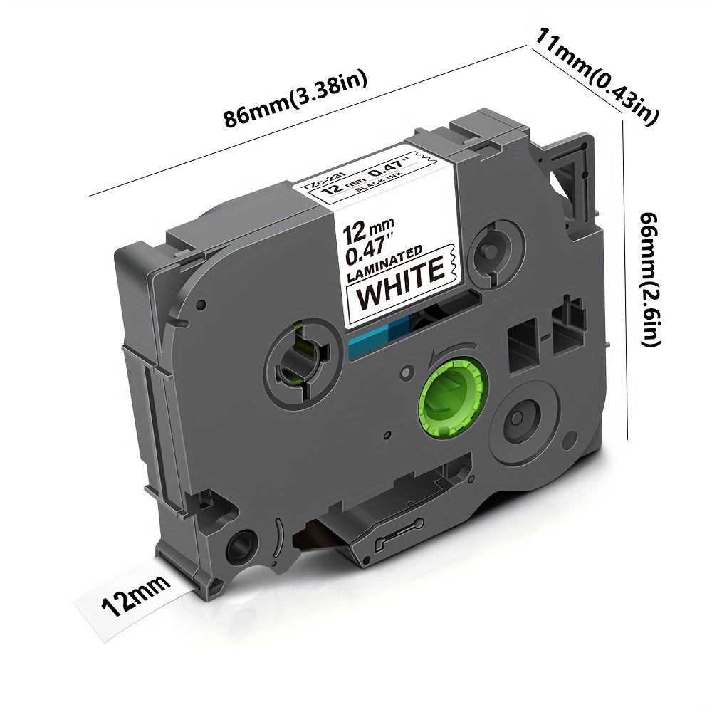 Brother TZe-231 12mm Laminated Label Tape for PT-H110 Label Maker - Compatible with TZe231, TZe131, TZe631, TZe531, TZe731, TZe431 - White Ribbon for Clear, Durable Labels