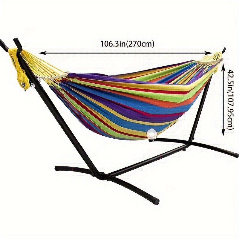 Double Hammock With Stand Included 450lb Capacity Steel Stand, Premium Carry Bag Included And Two Anti Roll Balance Beam