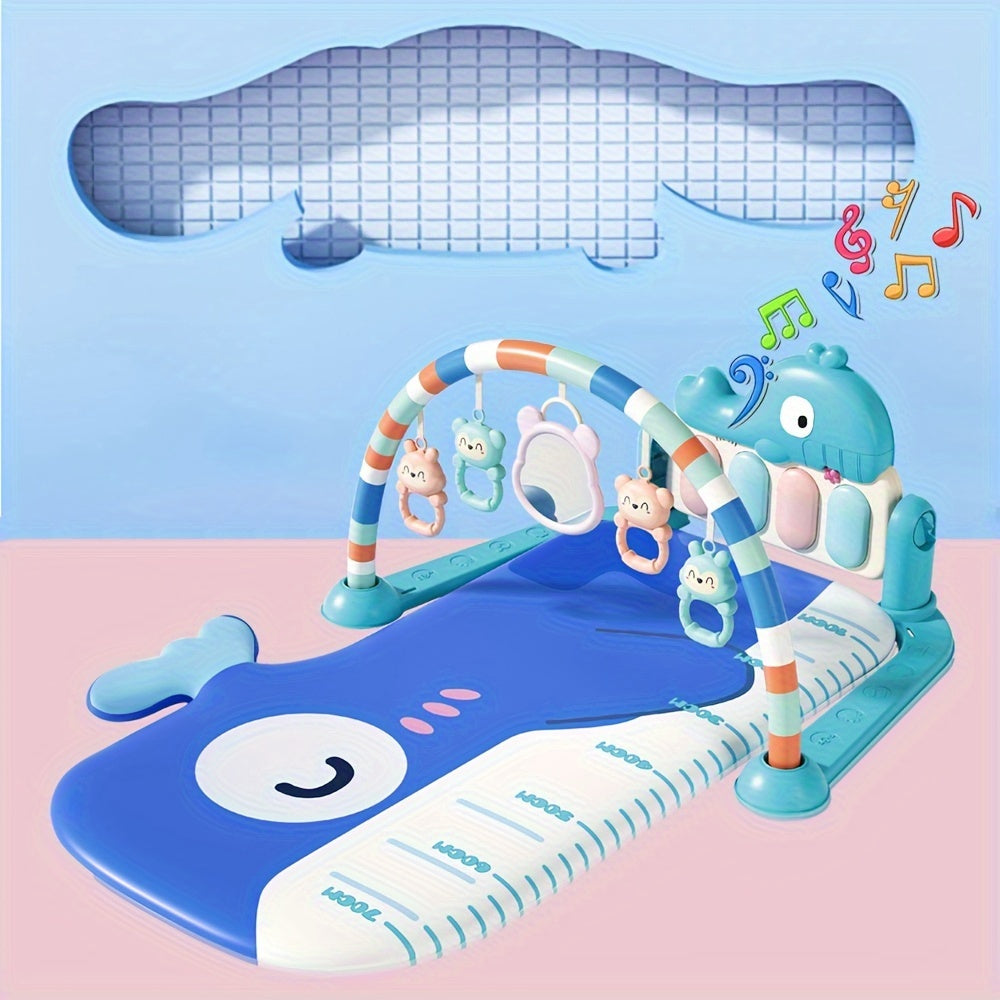 Deluxe Kick and Play Piano Gym Mat, Early Developmental Activity Center with Soft Rattles, Music, and Lights for Newborn to Toddler, Blue - 0+ Months