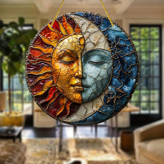 1pc, Yin Yang Sun Catcher - Stained Glass Window Hanging for Home, Garden, and Outdoor Decor - Perfect Gift for Family and Friends (5.9''x5.9''/15cm*15cm)