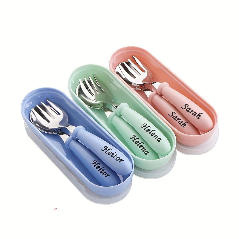 Baby Gadgets Tableware Set Children Utensil Stainless Steel Toddler Dinnerware Cutlery Cartoon Infant Food Feeding Spoon Fork