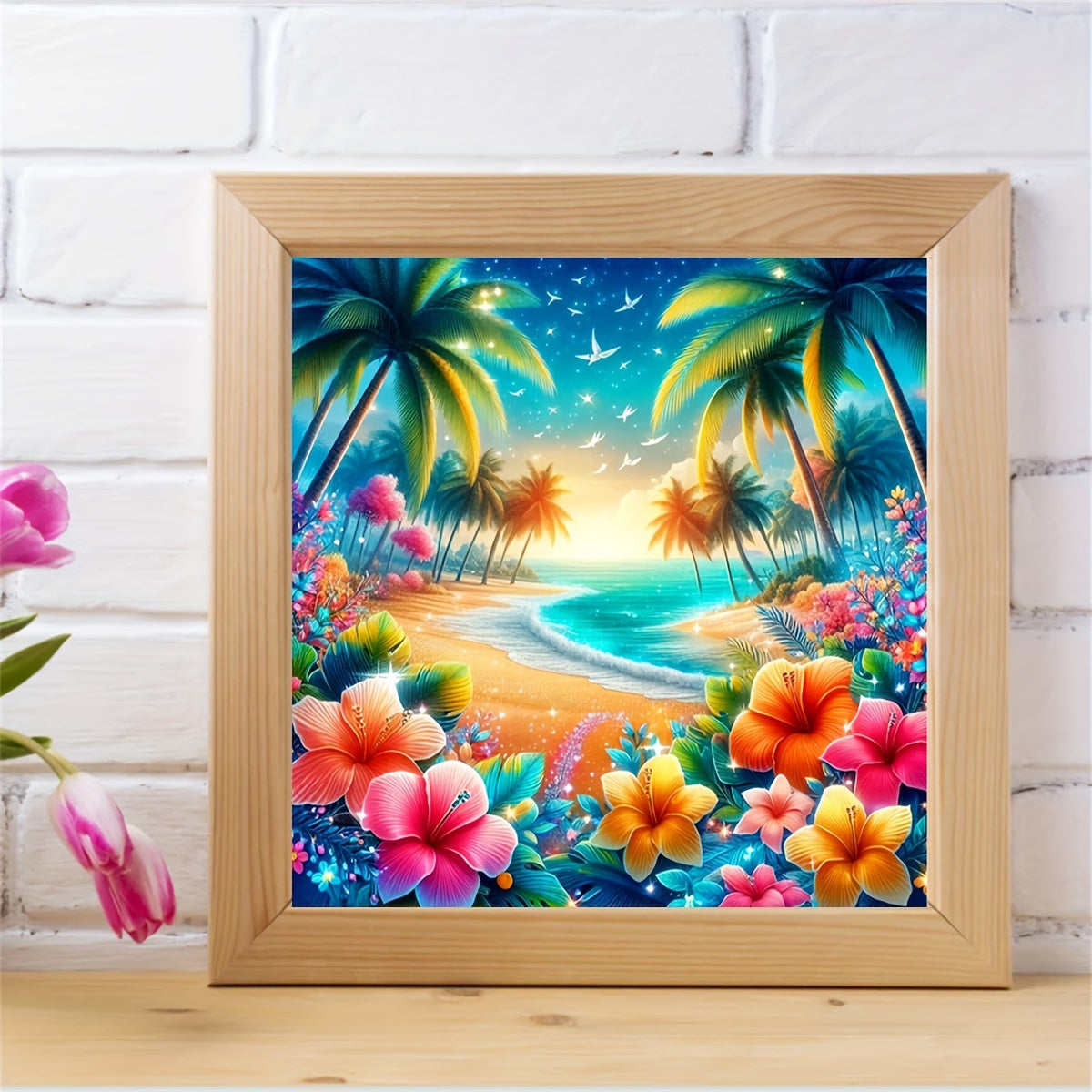 AZQSD 5d Diamond Painting New Arrivals Tree Coconut AB Drill Cross Stitch Suits Hobby Creative Embroidery Sea Wall Decoration