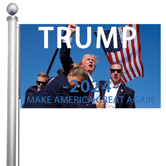 1pc, 3x5 FT Trump In Shooting Flag 1pc 2024 America Great Again Double Stitch With Two Silver Buttonholes Indoor Outdoor Decoration Vivid Color Yard Decor Garden Decor Outside Decor