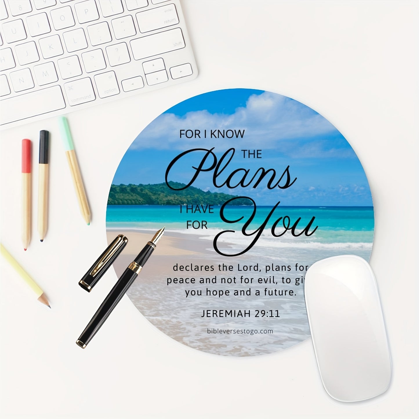 Beach-Inspired Bible Verse Mouse Pad: Jeremiah 29:11 - Personalized Office Accessory