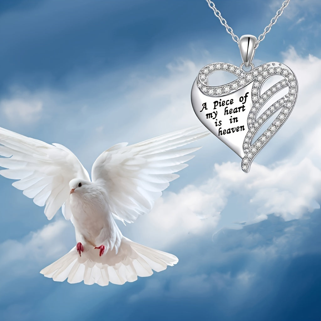 Fashion Creative Heart Angel Wings Necklace Women's Sparkling Zirconia Silver Color Collarbone Chain Anniversary Jewellery Gifts