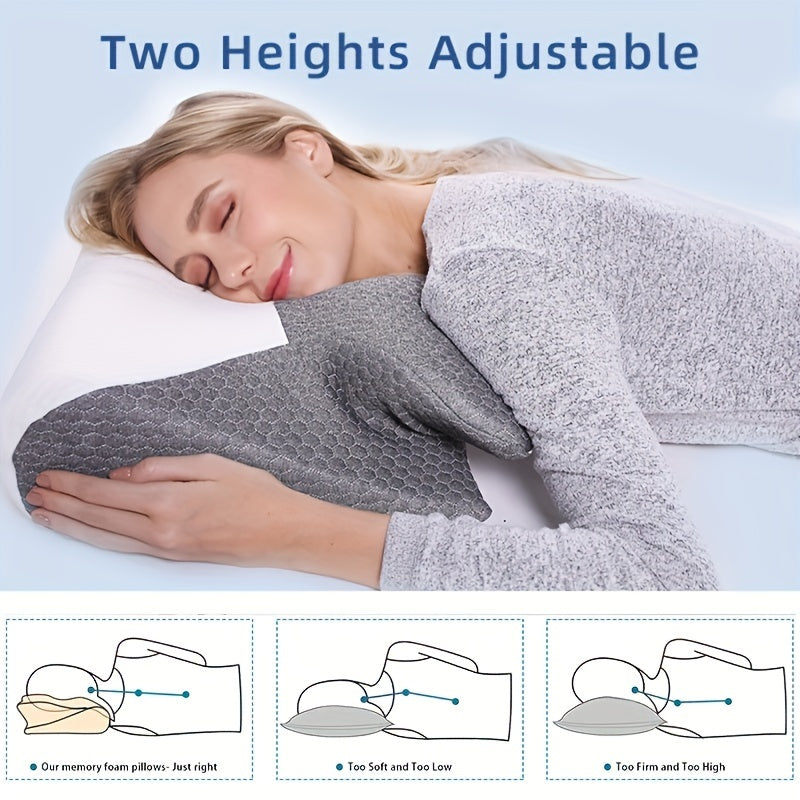 1pc Cervical Memory Foam Pillow, Contour Pillows For Neck And Shoulder Pain, Ergonomic Orthopedic Sleeping Contoured Support Pillow Side Sleepers, Back Stomach Sleepers, Queen Size