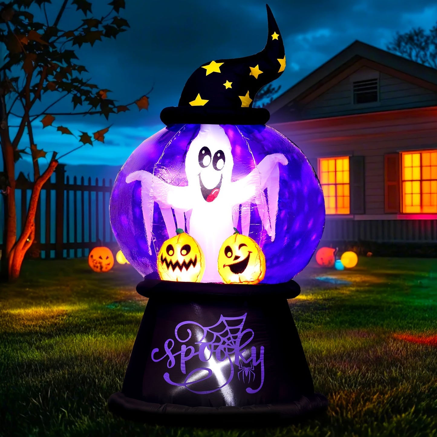 Halloween Inflatables Decorations, 6Ft Tall Inflatable Snow Globe With Ghost Pumpkins, Lighted Blow Up Halloween Decoration For Indoor, Outdoor, Yard, Garden, Holiday, Home