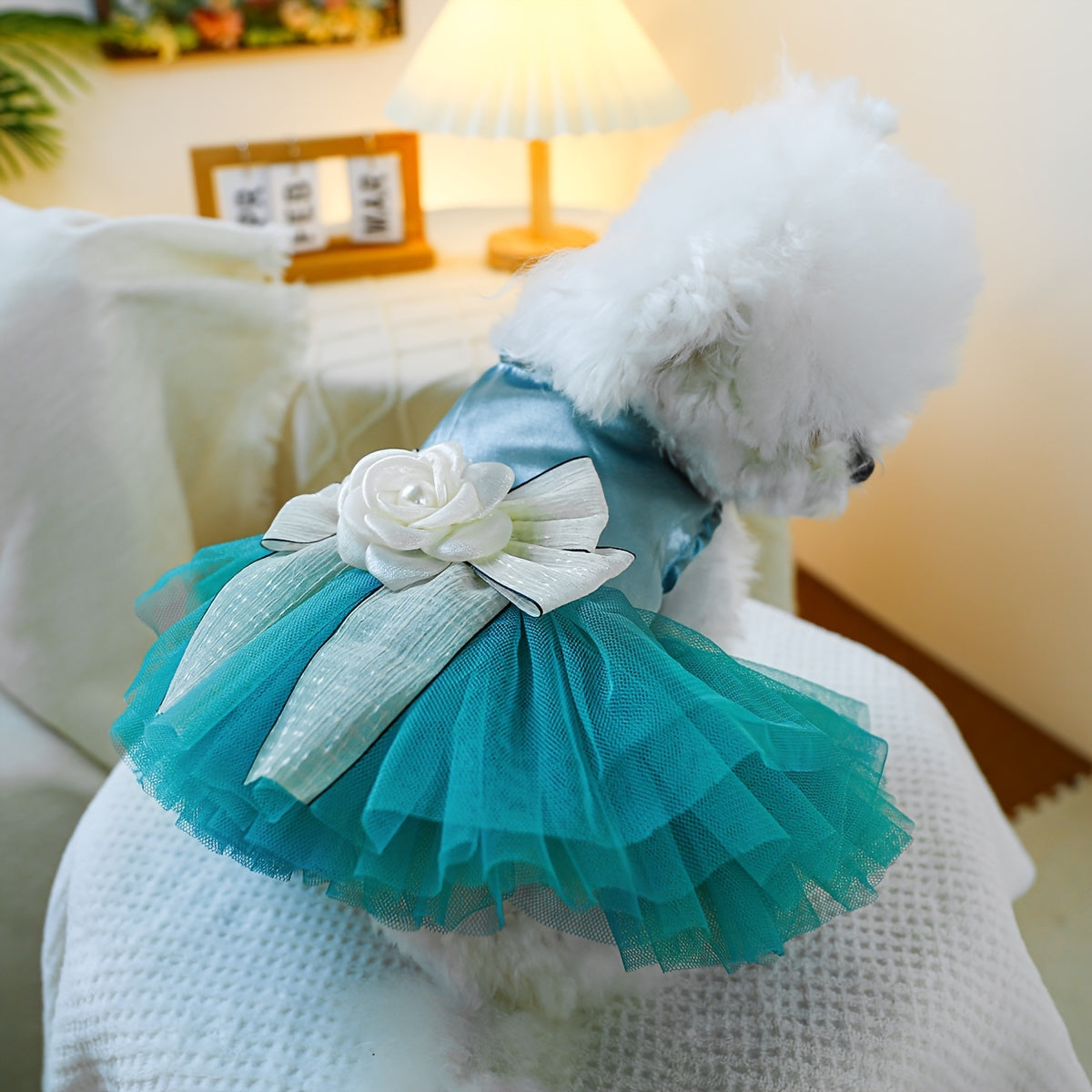 Dog Dreamy Wedding Dress, Blue Princess Dress For Pets, Wedding Dress Dog Clothes