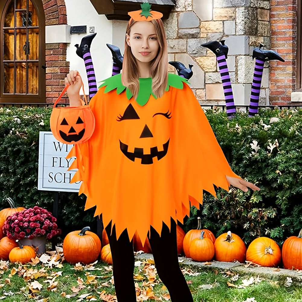 Festive Adult Pumpkin Costume with Headband and Bag - Perfect for Halloween Parties