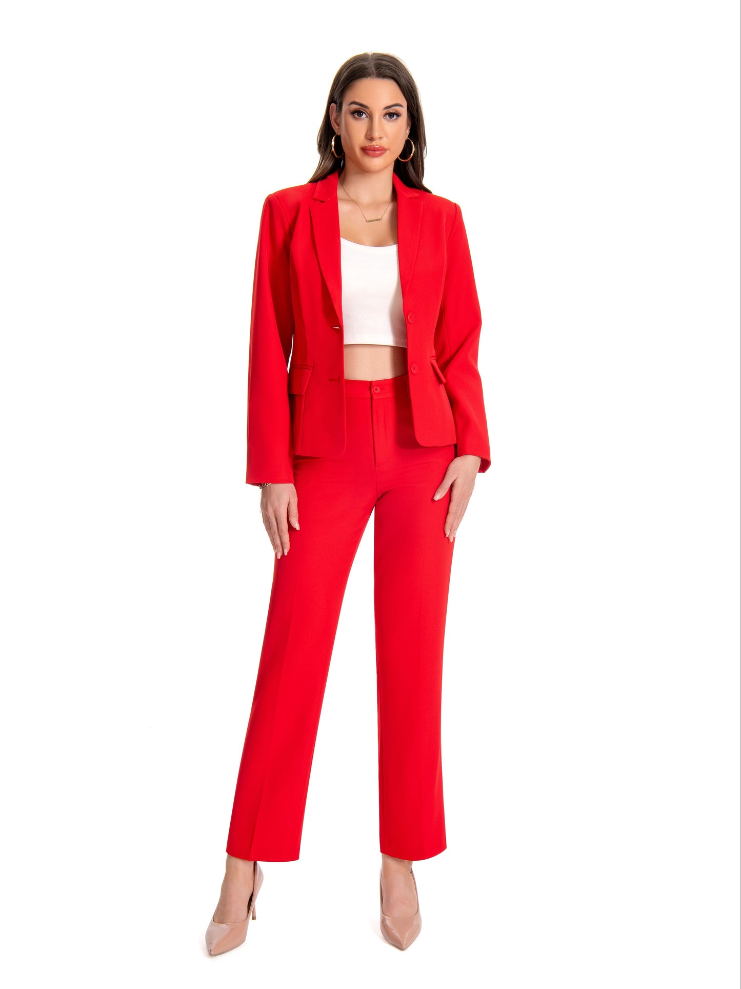 Women's Formal Two Piece Office Lady Suit Set Work Blazer Jacket Pant