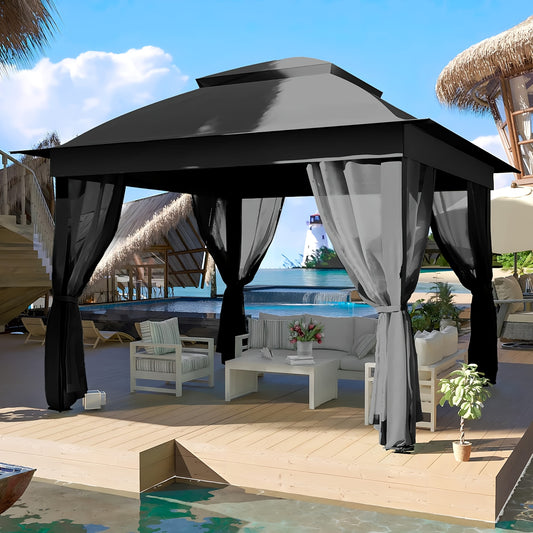 Easy Setup Gazebo, Canopy Tent For Patios, Sidewalls Outdoor Gazebo With Mosquito Netting, Multi-color