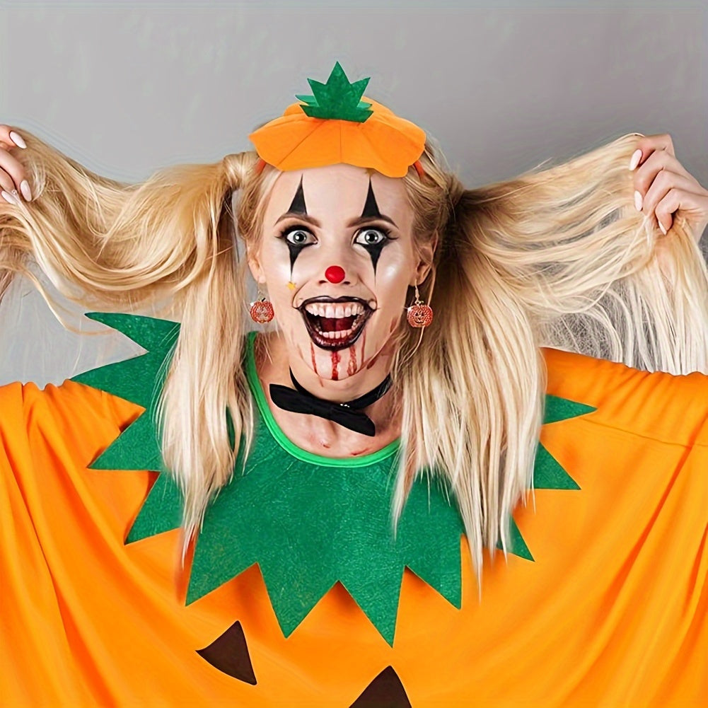 Festive Adult Pumpkin Costume with Headband and Bag - Perfect for Halloween Parties