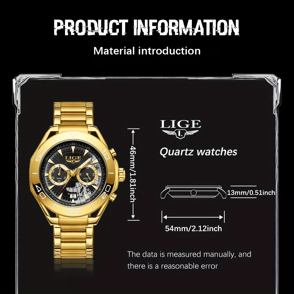 LIGE Student Quartz Watch, Multi Functional Date Chronograph Luminous Watch