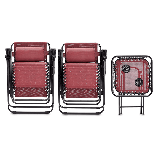 2-Pack Zero Gravity Chairs with Side Table, Red - Ultimate Outdoor Comfort and Convenience