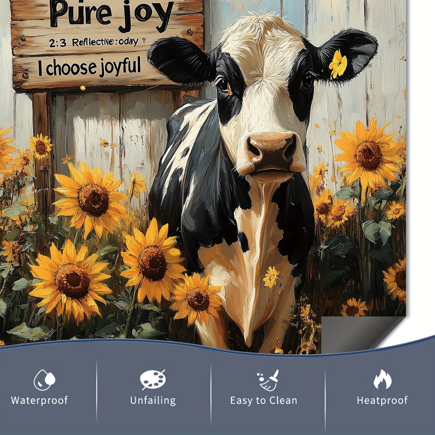 Charming Cow & Sunflower Magnetic Cover for Dishwasher and Refrigerator - Easy Clean, No Glue Needed - Perfect Kitchen Decor, 23x26 Inches