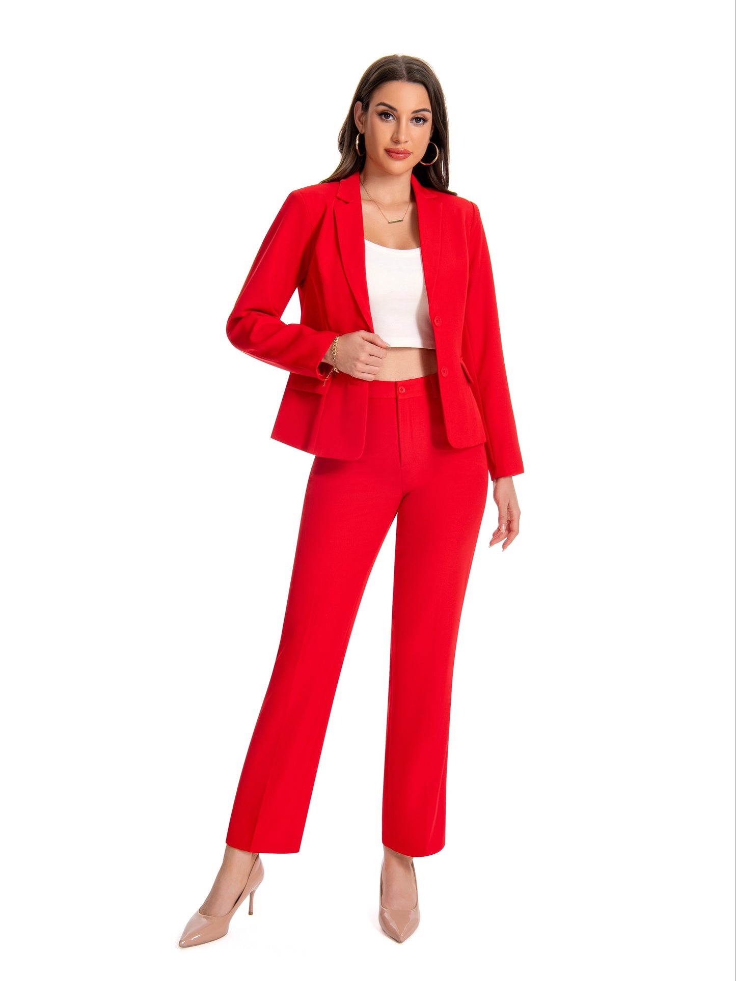 Women's Formal Two Piece Office Lady Suit Set Work Blazer Jacket Pant