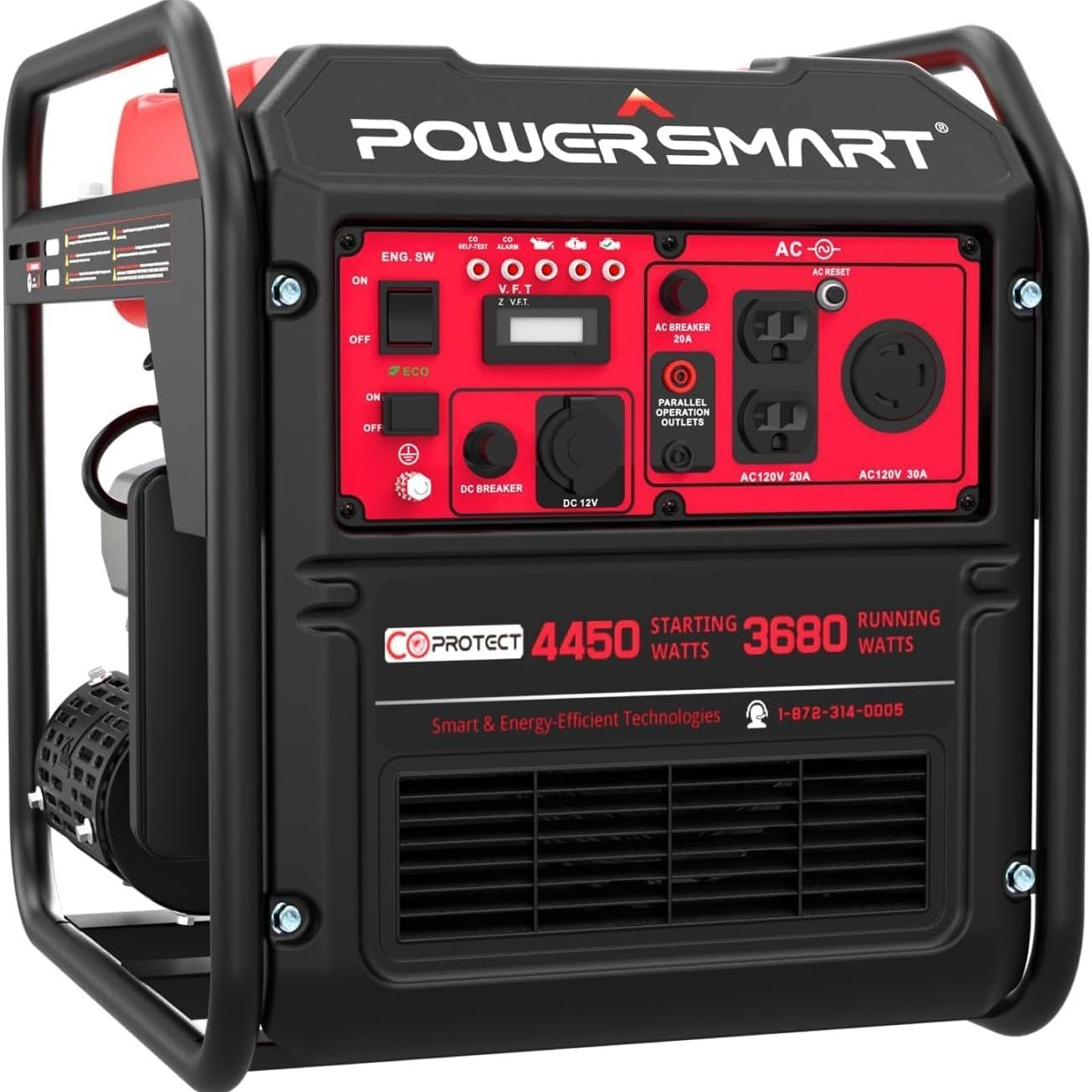 RV Ready 4400 Watt Open Frame Inverter Generator Super Quiet Portable Generator Gas Powered Parallel Capable USB Port