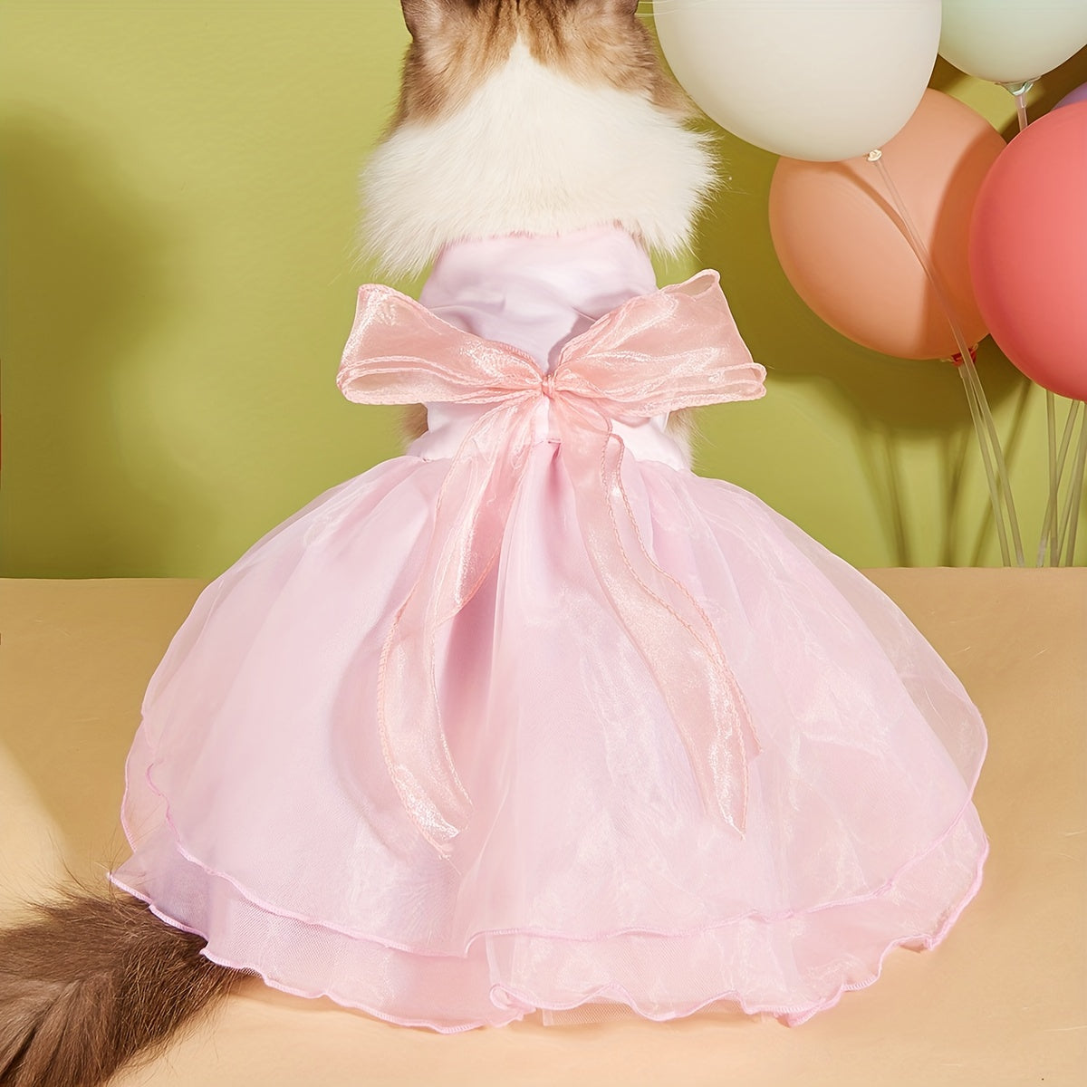 1pc Pet Wedding Dress, Dog Party Tutu Dress, Photo Shoot Costume With Big Bowknot, For Cat Or Dog Mesh Skirt