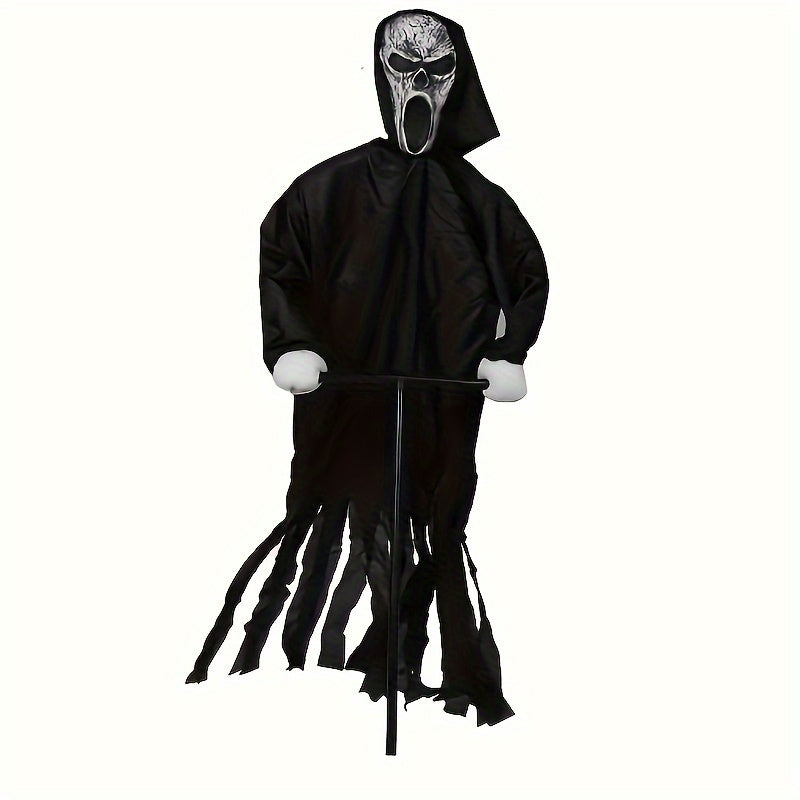 Halloween Scream Garden Stake Decoration, Ghostly Robe Scarecrow, Multi-Holiday Versatile Decor for Easter, Christmas, Memorial Day – No Electricity Needed, Easy Install Lawn & Yard Accent