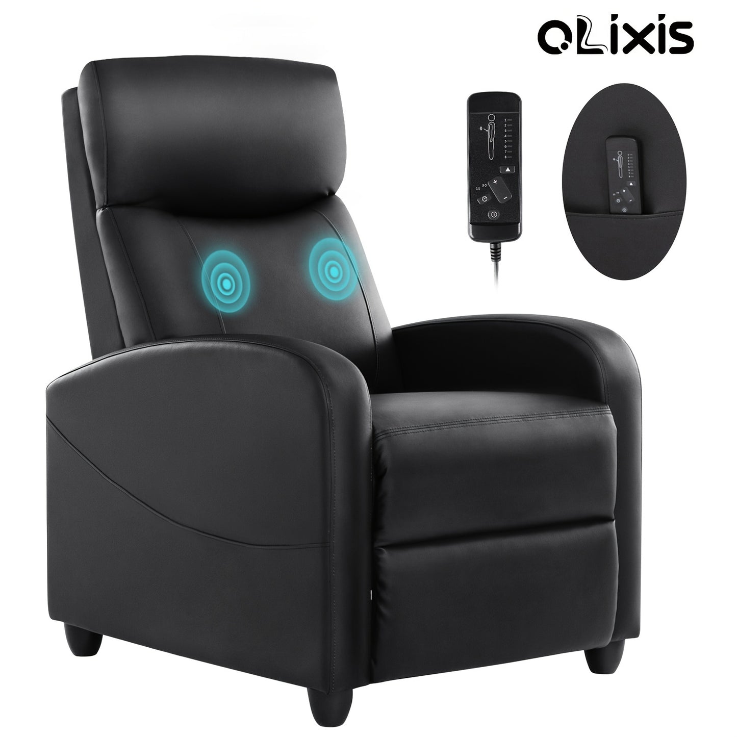 Recliner Chair for Adults, Massage PU Leather Small Recliner Home Theater Seating with Lumbar Support, Adjustable Modern