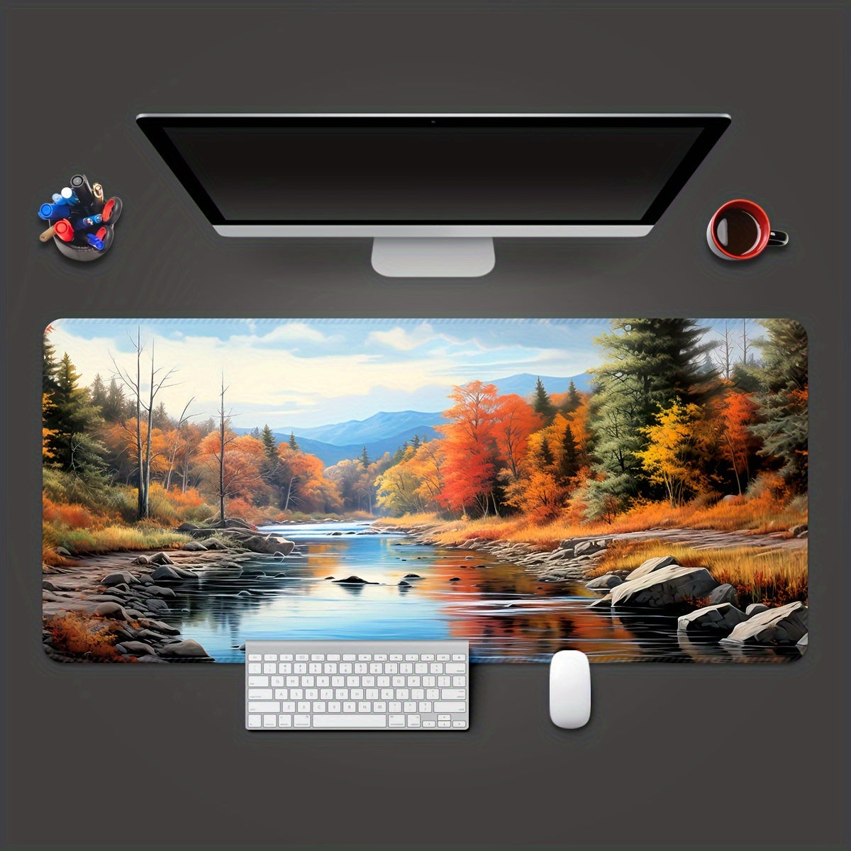 Autumn Scenery Extended Gaming Mouse Pad - Large Rubber Base Mouse Mat with Precision Stitched Edges, Washable Non-Slip Desk Pad for Computer, Office & Home Use