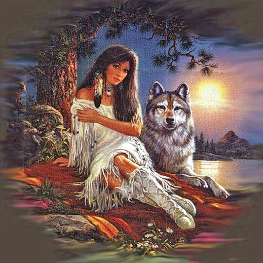 Beauty and Wolf Diamond Painting