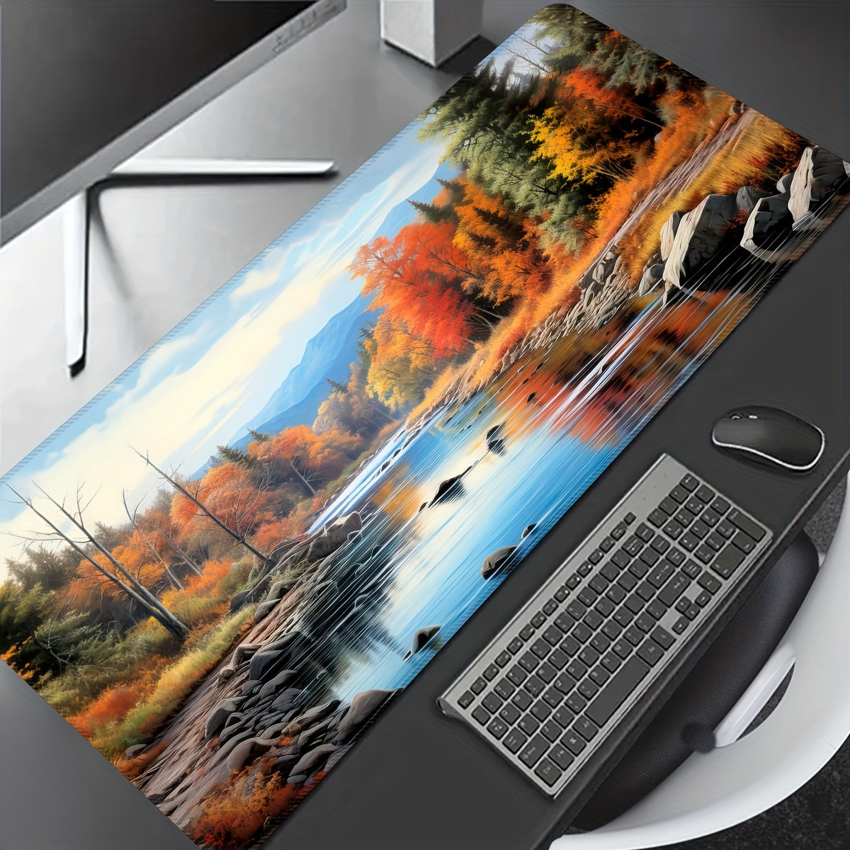 Autumn Scenery Extended Gaming Mouse Pad - Large Rubber Base Mouse Mat with Precision Stitched Edges, Washable Non-Slip Desk Pad for Computer, Office & Home Use