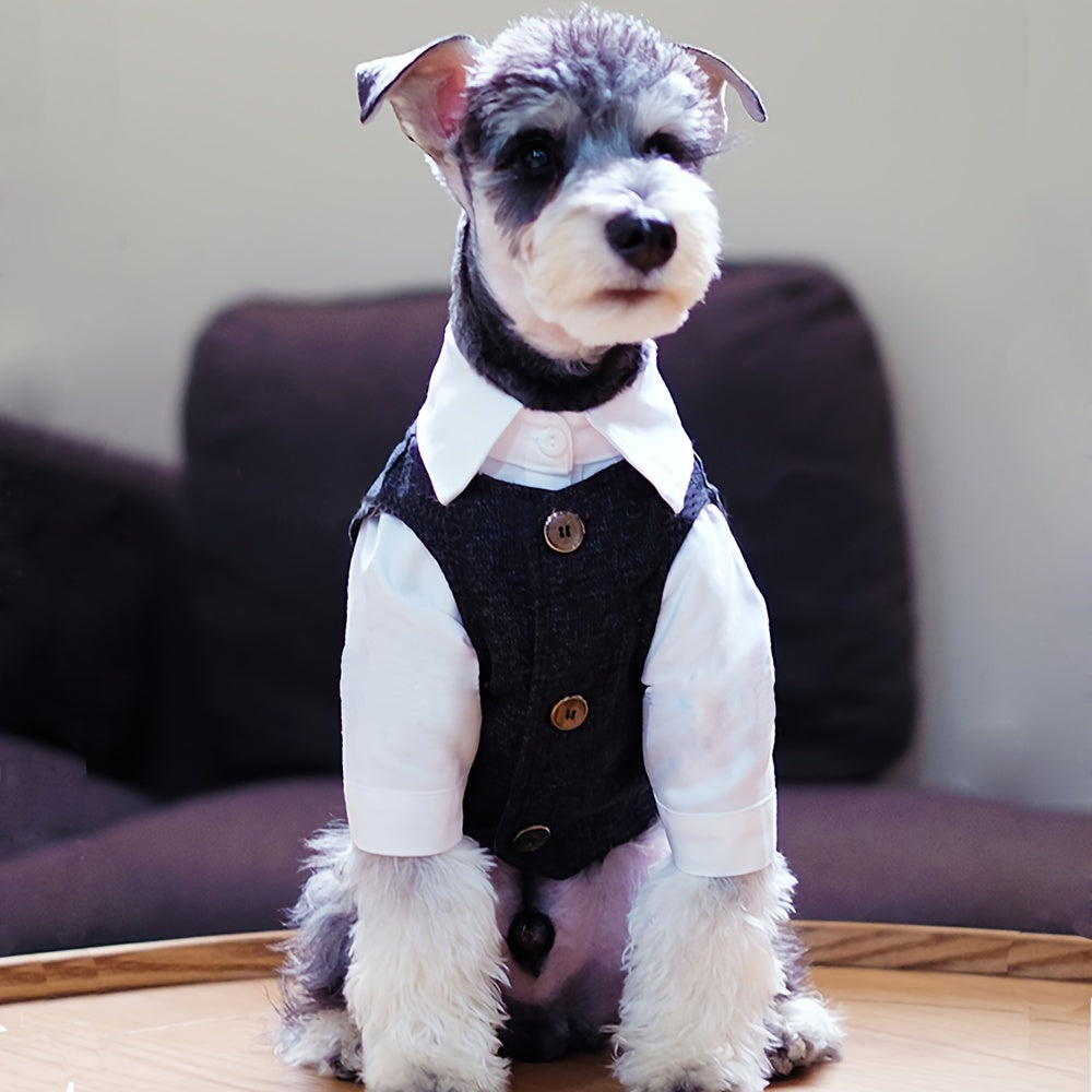 Chic Pet Wedding Vest for Small to Medium Dogs - All-Season Polyester, Button Closure, Shirt Not Included