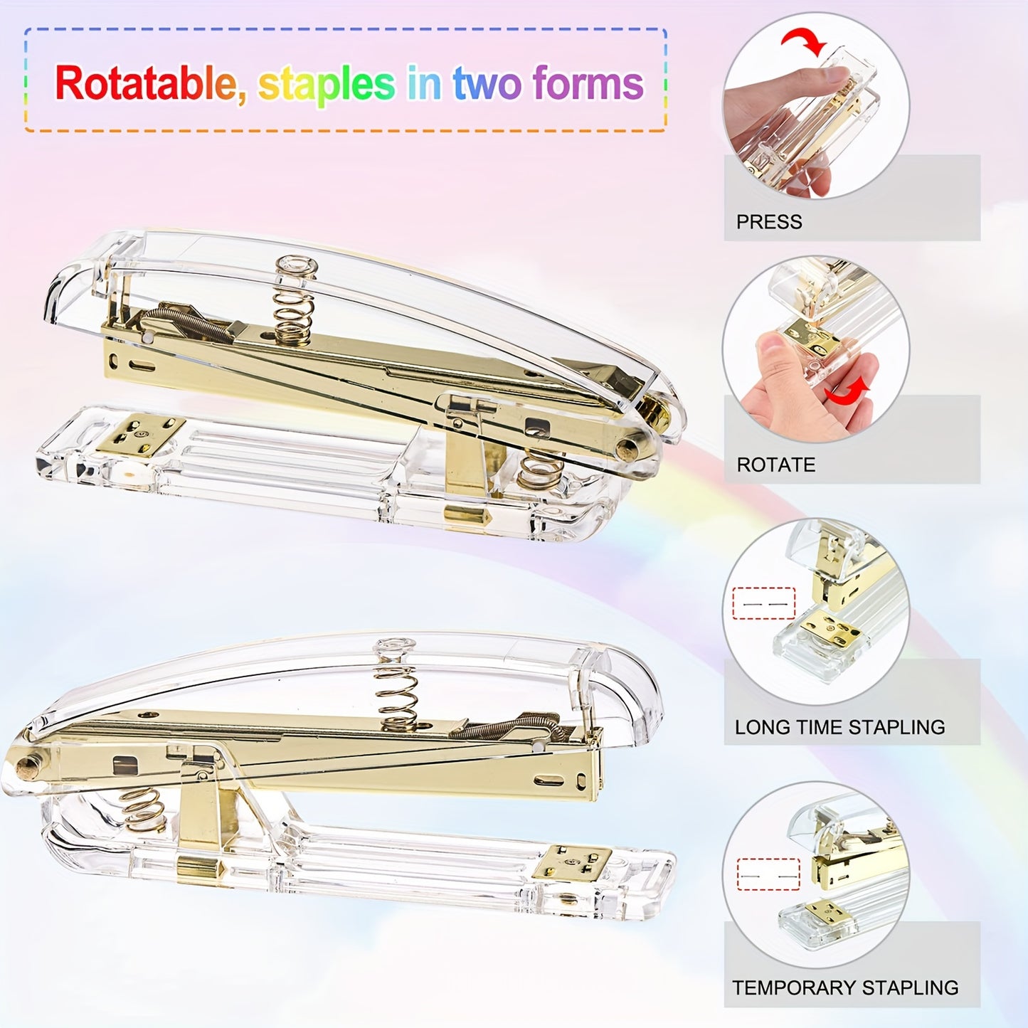 Rose Golden Desk Accessories Acrylic Stapler Staples Remover Tape Holder Pen Holder Ballpoint Pen Scissors Binder Staples Phone