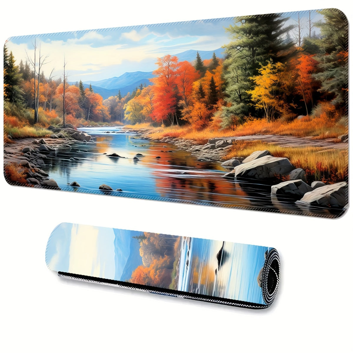 Autumn Scenery Extended Gaming Mouse Pad - Large Rubber Base Mouse Mat with Precision Stitched Edges, Washable Non-Slip Desk Pad for Computer, Office & Home Use