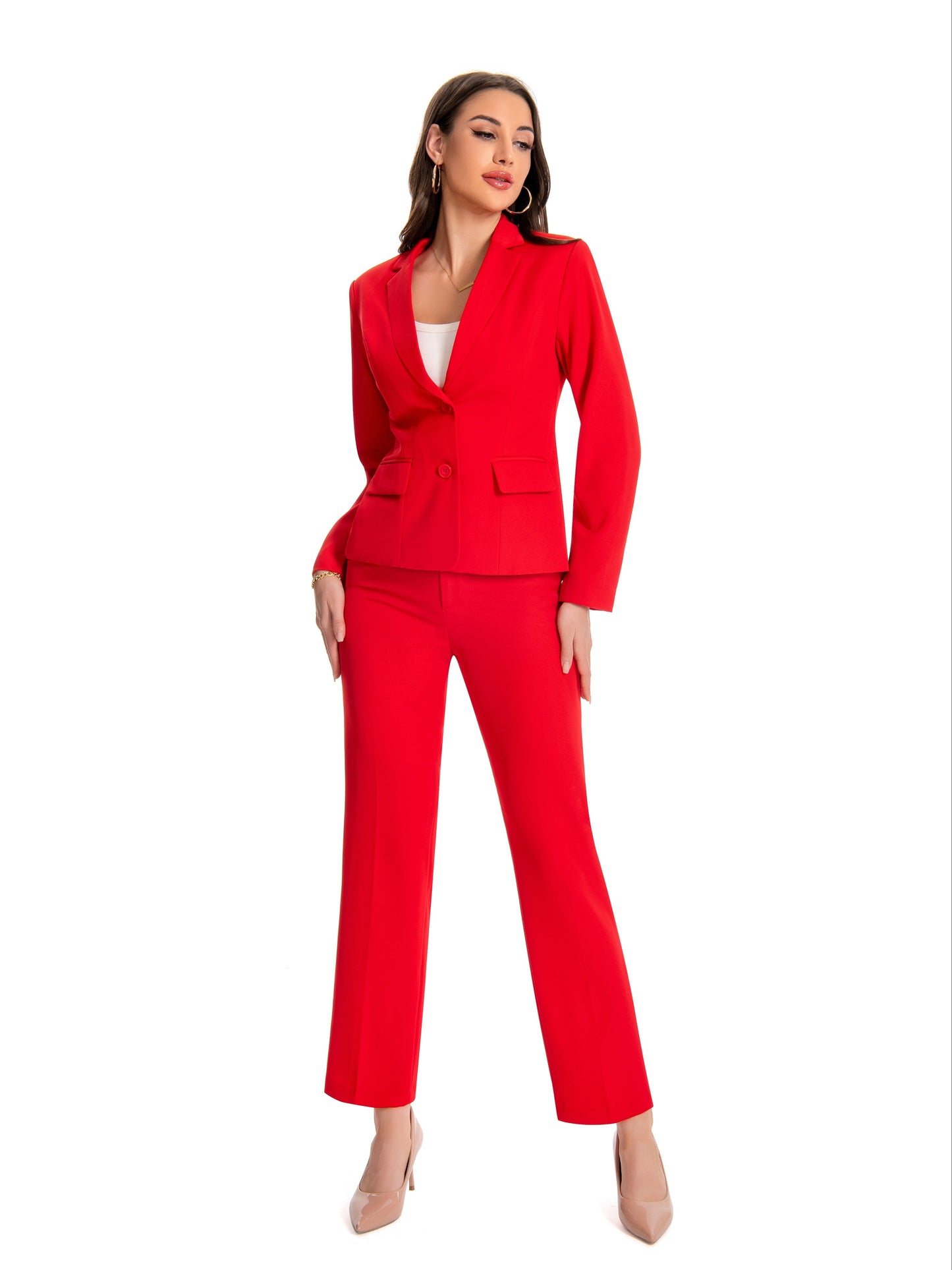 Women's Formal Two Piece Office Lady Suit Set Work Blazer Jacket Pant