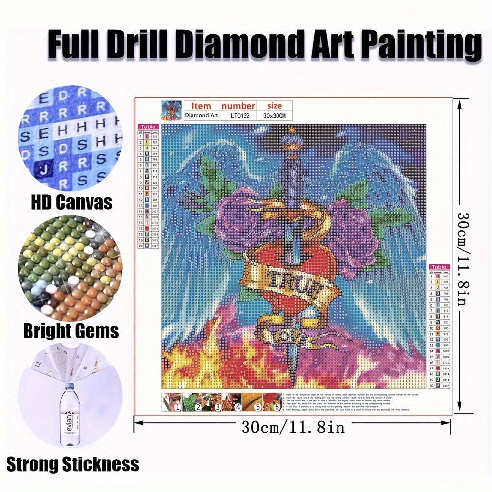 DIAPAI Fairy Dust AB Full Diamond "Wings Flower Sword" DIY 5D Diamond Painting Cross Stitch Home Decor Picture Of Rhinestone