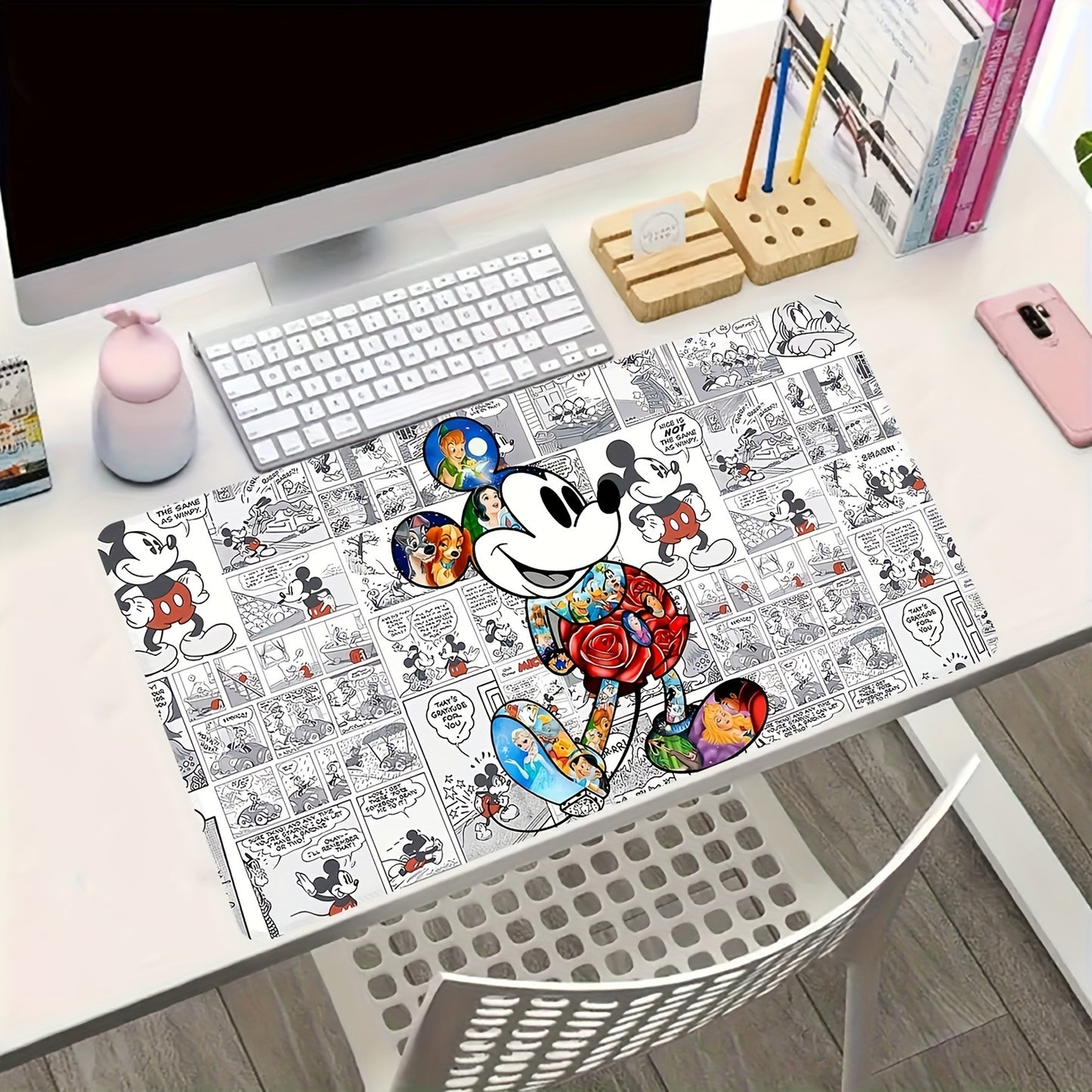 1pc, Authorized,Disney's Mickey Mouse Funny Mouse Pad For Desk,Cute Office Decor,Disney's Non-Slip Rubber Base, Disney's Computer Mouse Pad, Waterproof Multi Functional Mouse Pad For Office