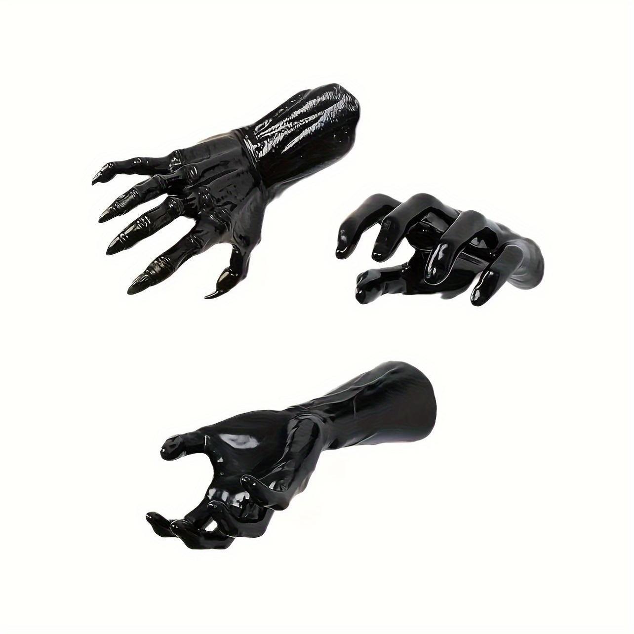 Halloween Wall Decor Set of 3, 3D PVC Spooky Hanging Severed Hands, Gothic Haunted House Props