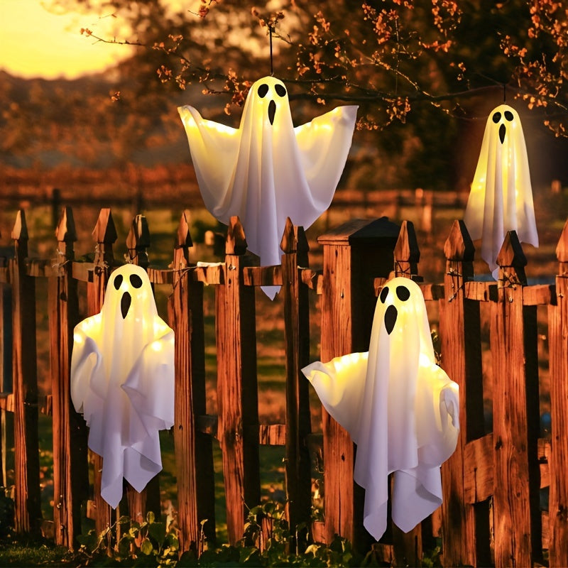 Bamda's 3pcs LED Flying Ghosts - 20" Halloween Hanging Decorations, Glow in the Dark for Outdoor & Indoor Use, Perfect for Front Yard, Porch, and Tree